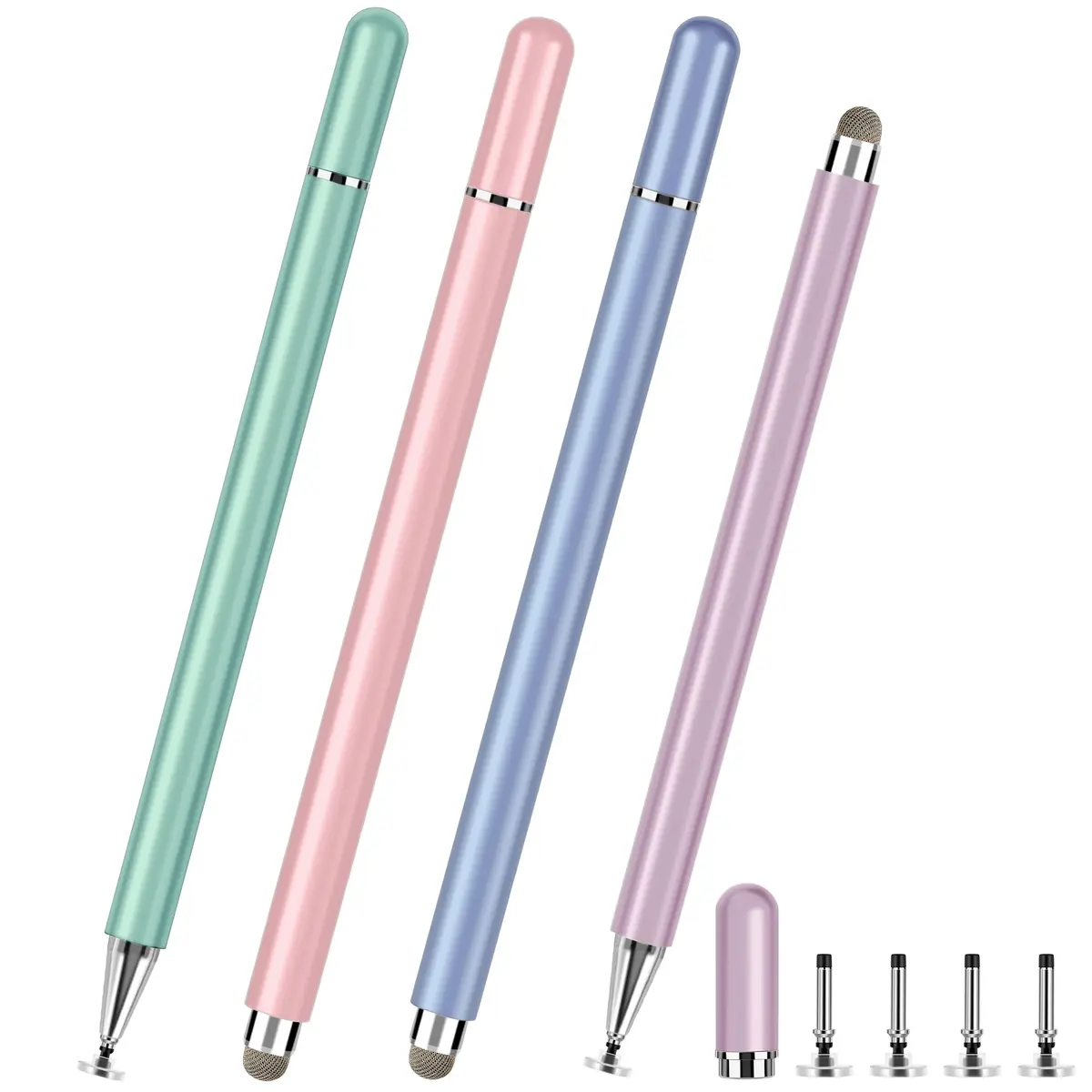 CCIVV Stylus Pen for Touch Screens – High Precision Disc Fiber Tip with Magnetic Cap (Morandi, 4-Pack) - main product image