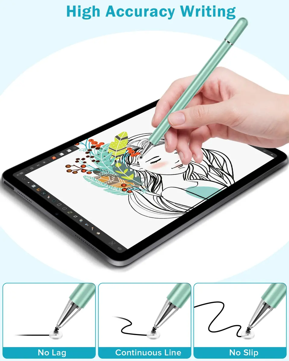 CCIVV Stylus Pen for Touch Screens – High Precision Disc Fiber Tip with Magnetic Cap (Morandi, 4-Pack) - view 5