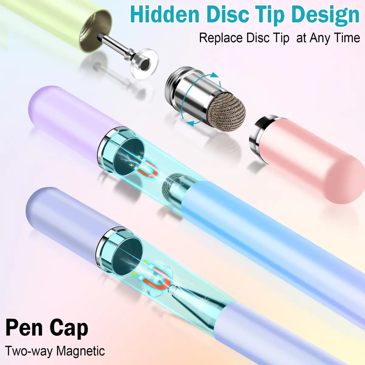 CCIVV Stylus Pen for Touch Screens – High Precision Disc Fiber Tip with Magnetic Cap (Morandi, 4-Pack) - view 8