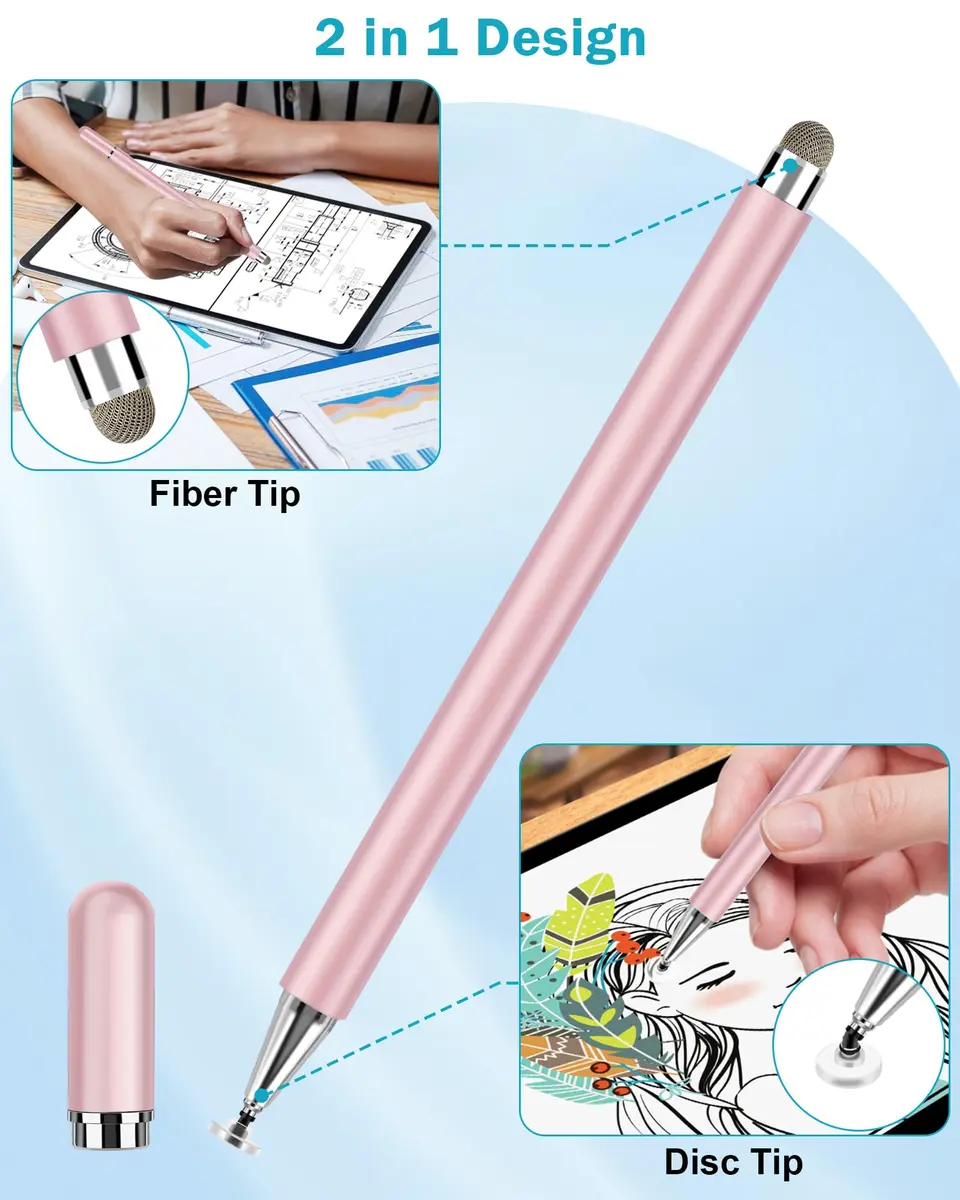 CCIVV Stylus Pen for Touch Screens – High Precision Disc Fiber Tip with Magnetic Cap (Morandi, 4-Pack) - view 4