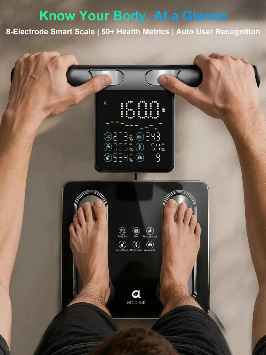 Arboleaf Body Fat Scale for Body Weight | 8-Electrode Body Composition, BMI, 400 lb Capacity - view 2