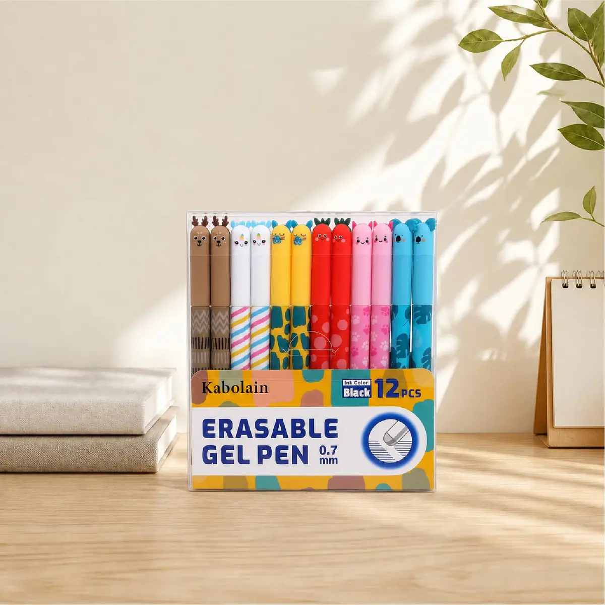 Kabolain 12 Pack Erasable Gel Pens 0.7mm | Cute Animal Designs for Daily Writing - view 7