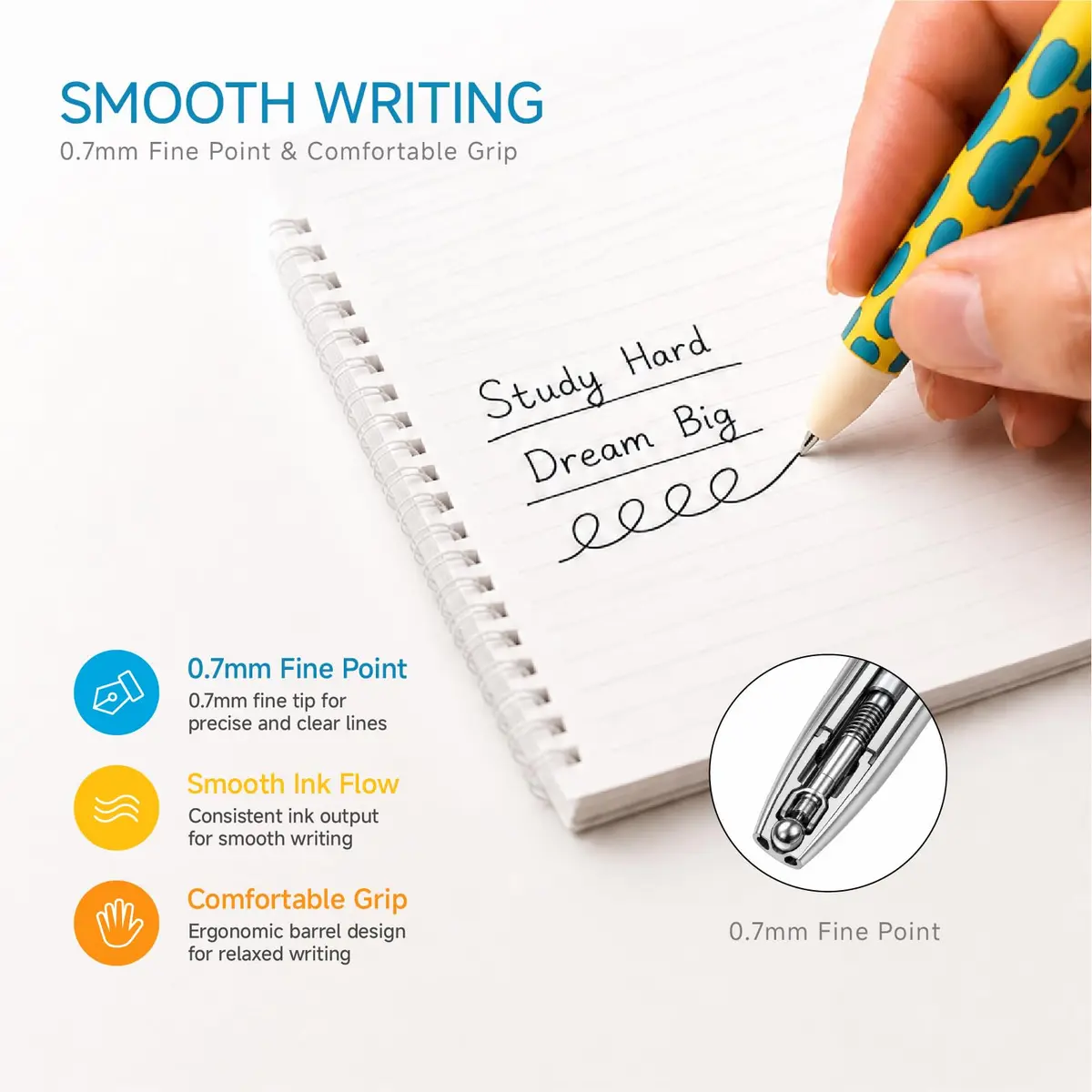 Kabolain 12 Pack Erasable Gel Pens 0.7mm | Cute Animal Designs for Daily Writing - view 3