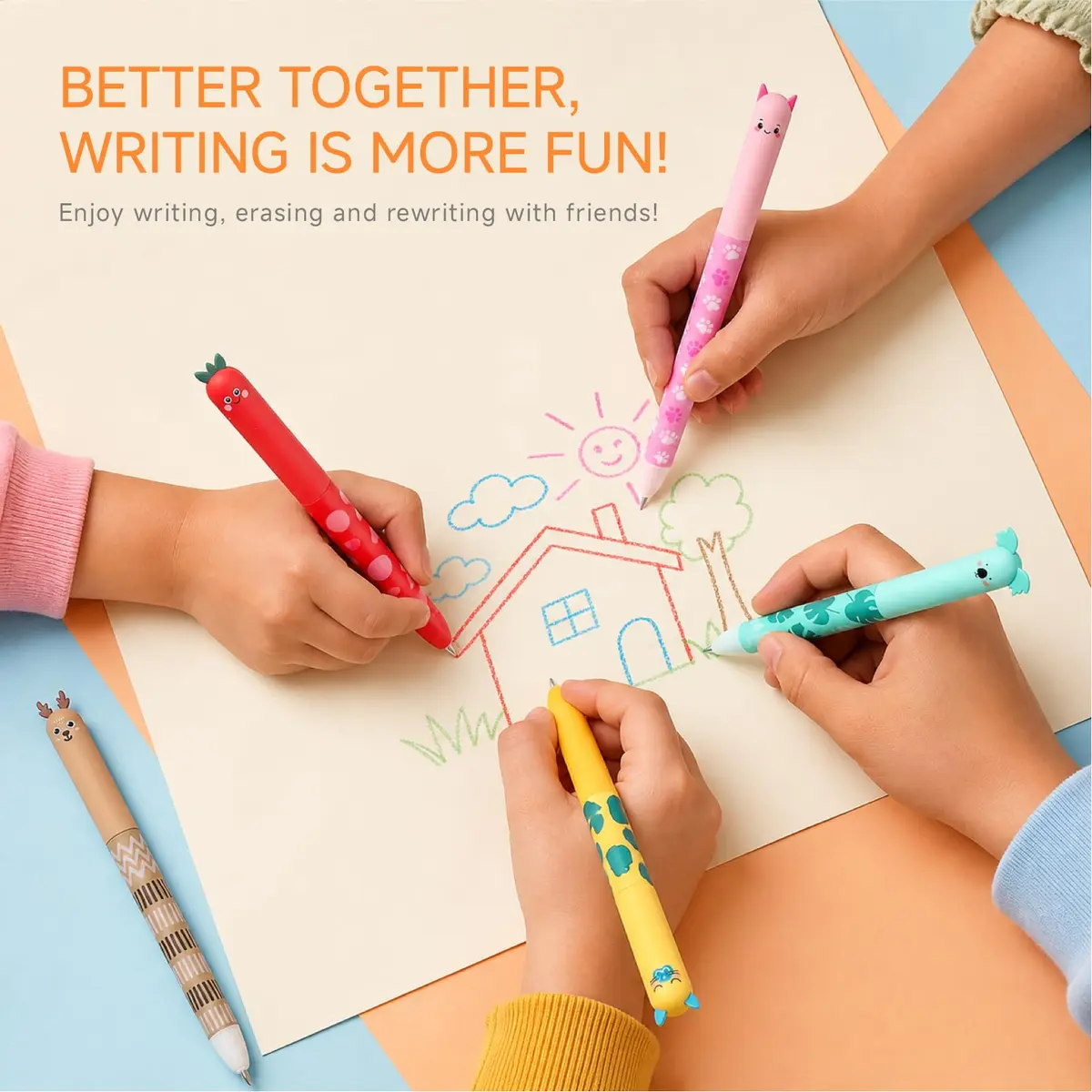 Kabolain 12 Pack Erasable Gel Pens 0.7mm | Cute Animal Designs for Daily Writing - view 4