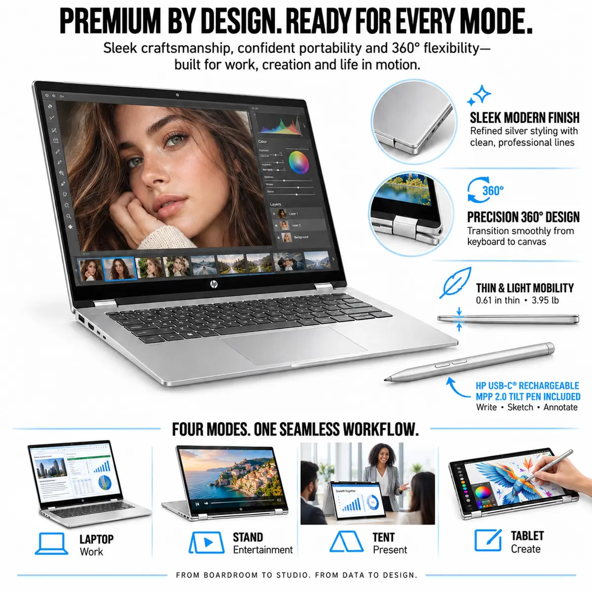 HP OmniBook 7 X Flip 16-inch 2-in-1 Laptop | 3K OLED, Intel Ultra 7, 32GB RAM, 2TB SSD - view 9