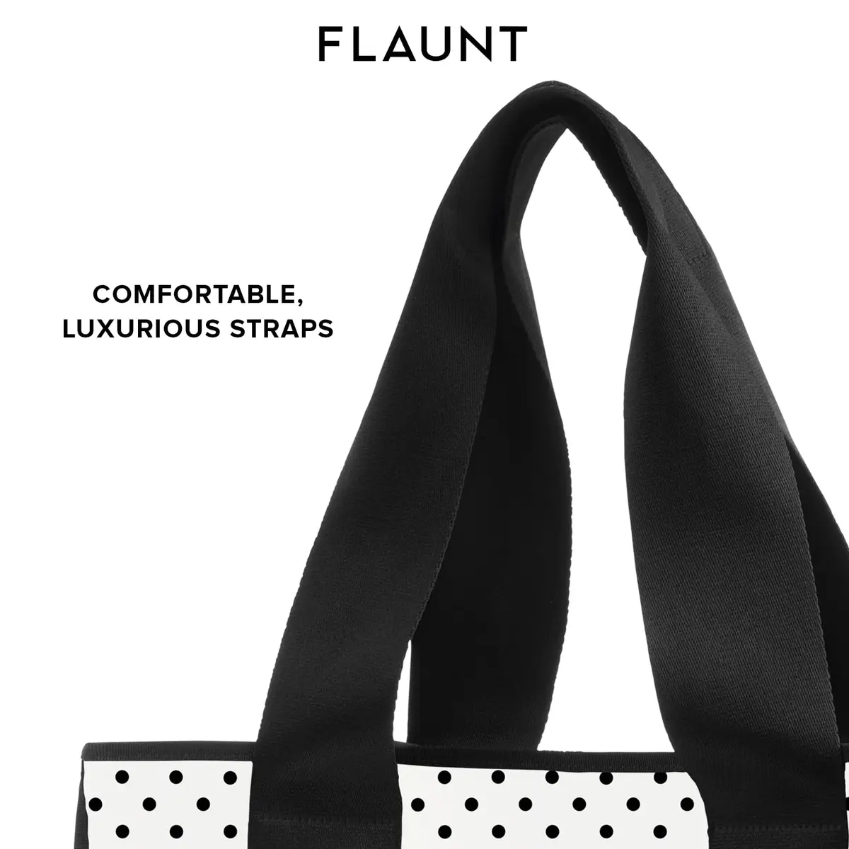 FLAUNT Everyday Tote Bag with Phone Pouch - White Polka Dot | Lightweight, Airline-Approved, Foldable & Washable Large Tote for Women - view 6