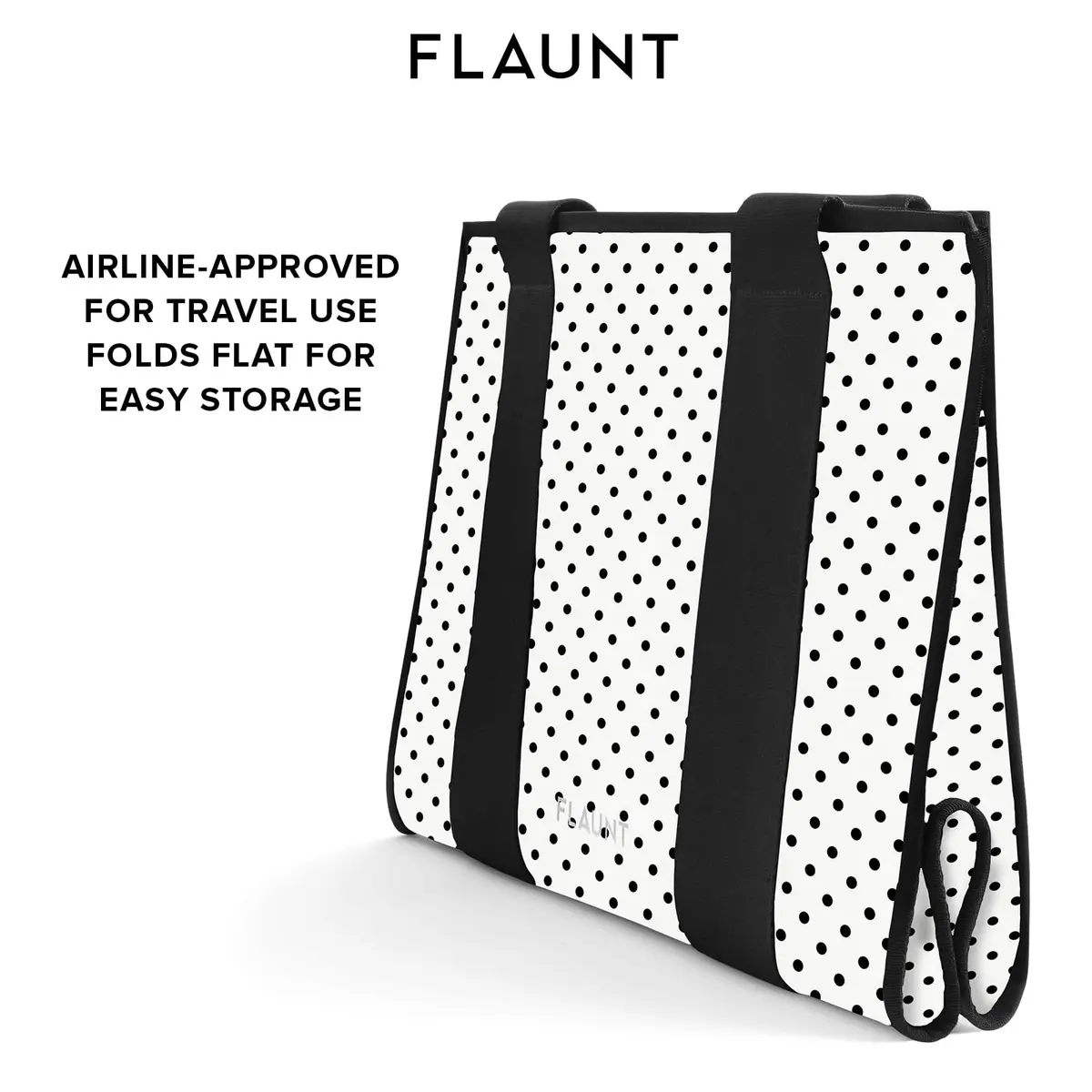 FLAUNT Everyday Tote Bag with Phone Pouch - White Polka Dot | Lightweight, Airline-Approved, Foldable & Washable Large Tote for Women - view 7