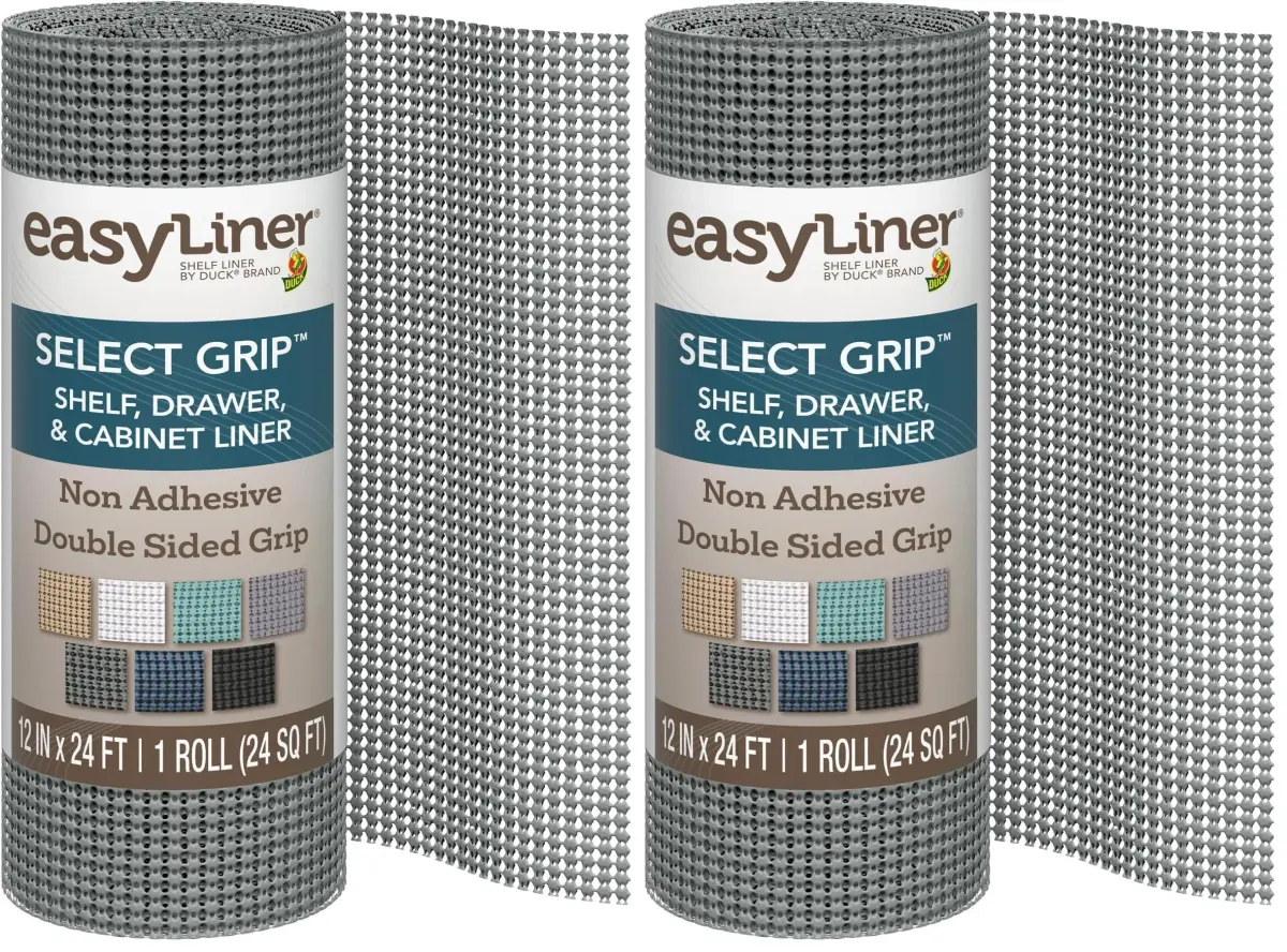 Duck EasyLiner Select Grip Shelf Liner, Dark Gray, 28 cm x 7.3 m (12 in x 24 ft) | Non-Slip, Non-Adhesive Cabinet & Drawer Liner - main product image