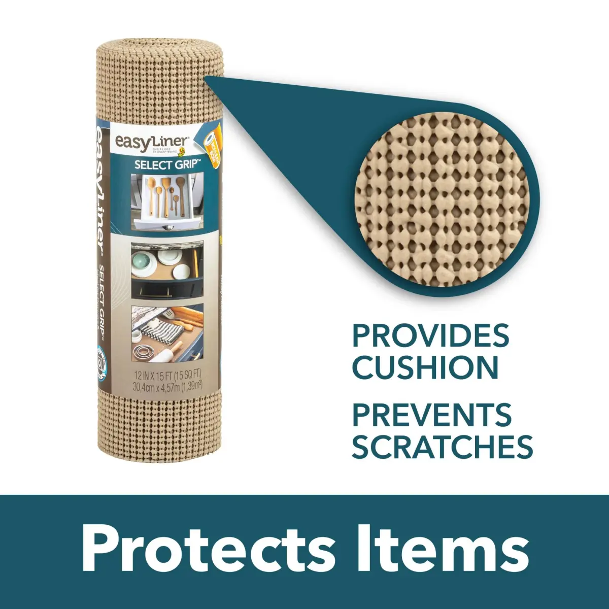 Duck EasyLiner Select Grip Shelf Liner, Dark Gray, 28 cm x 7.3 m (12 in x 24 ft) | Non-Slip, Non-Adhesive Cabinet & Drawer Liner - view 2