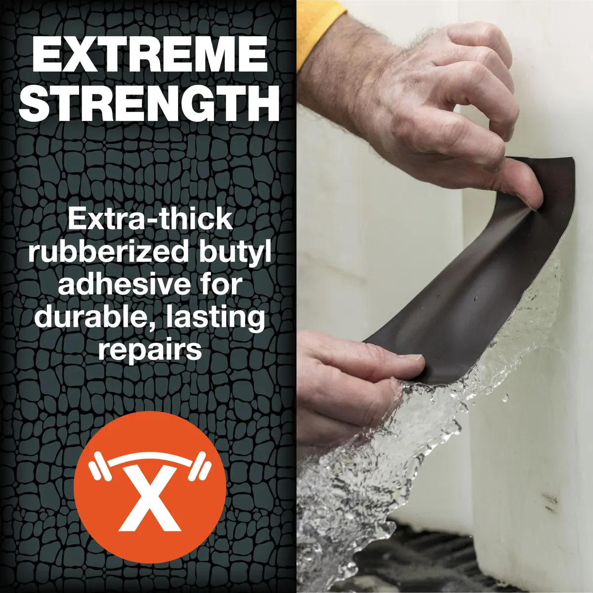T-REX Heavy Duty Waterproof Repair Tape 4" x 5' Black (Pack of 2) | Bonds to Wet, Dirty, Rough Surfaces - view 2