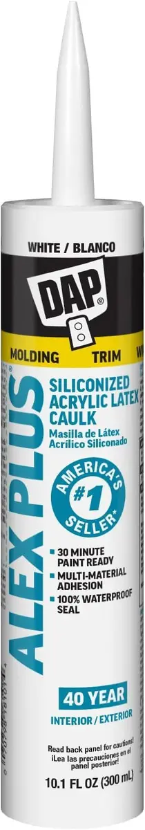 DAP Alex Plus Acrylic Latex Caulk with Silicone, White, 10.1 Oz (121.2 ml) | Pack of 12 - main product image