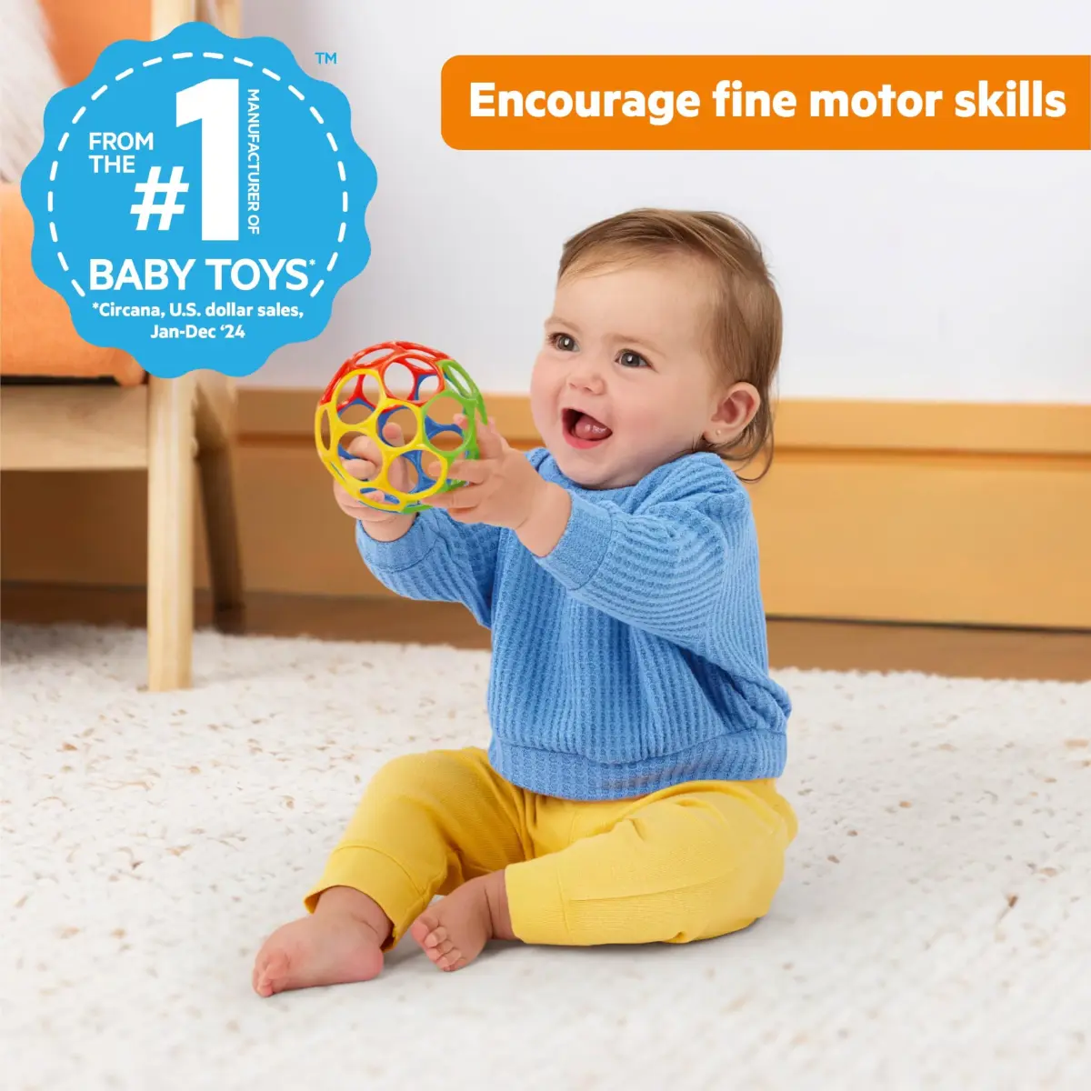 Bright Starts Oball Classic Easy-Grasp Ball 6-Pack | BPA-Free Infant Toy for Newborns and Up - view 2