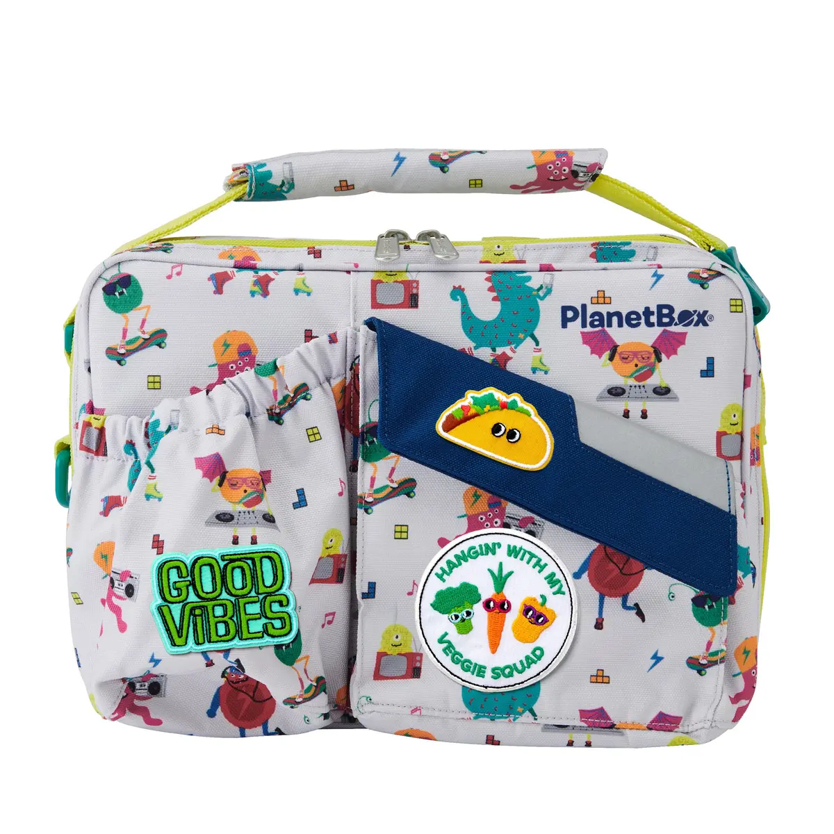 PlanetBox Insulated Lunch Bag with Patches | Durable, BPA-Free, Easy Clean, 12 x 9 x 2.5 Inch - main product image