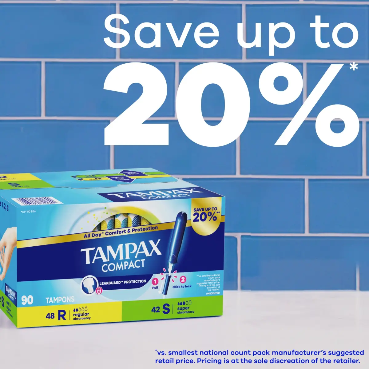 Tampax Compact Pearl Tampons Multipack, Regular/Super Absorbency, 90 Count | OEKO TEX Certified - view 6