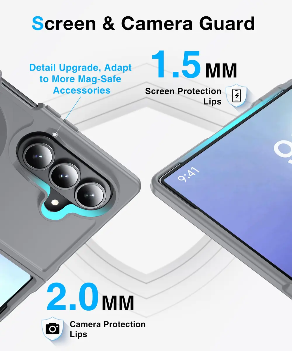 FNDMIL Magnetic Case for Samsung Galaxy Z Fold 8 Ultra (8.0 inch) | Grey Translucent Matte Hard PC Back with Soft TPU Silicone Frame - view 5