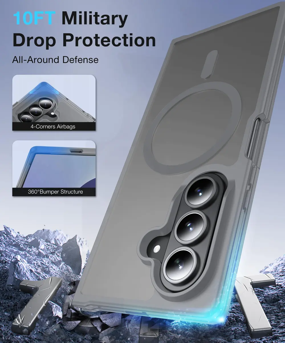 FNDMIL Magnetic Case for Samsung Galaxy Z Fold 8 Ultra (8.0 inch) | Grey Translucent Matte Hard PC Back with Soft TPU Silicone Frame - view 6