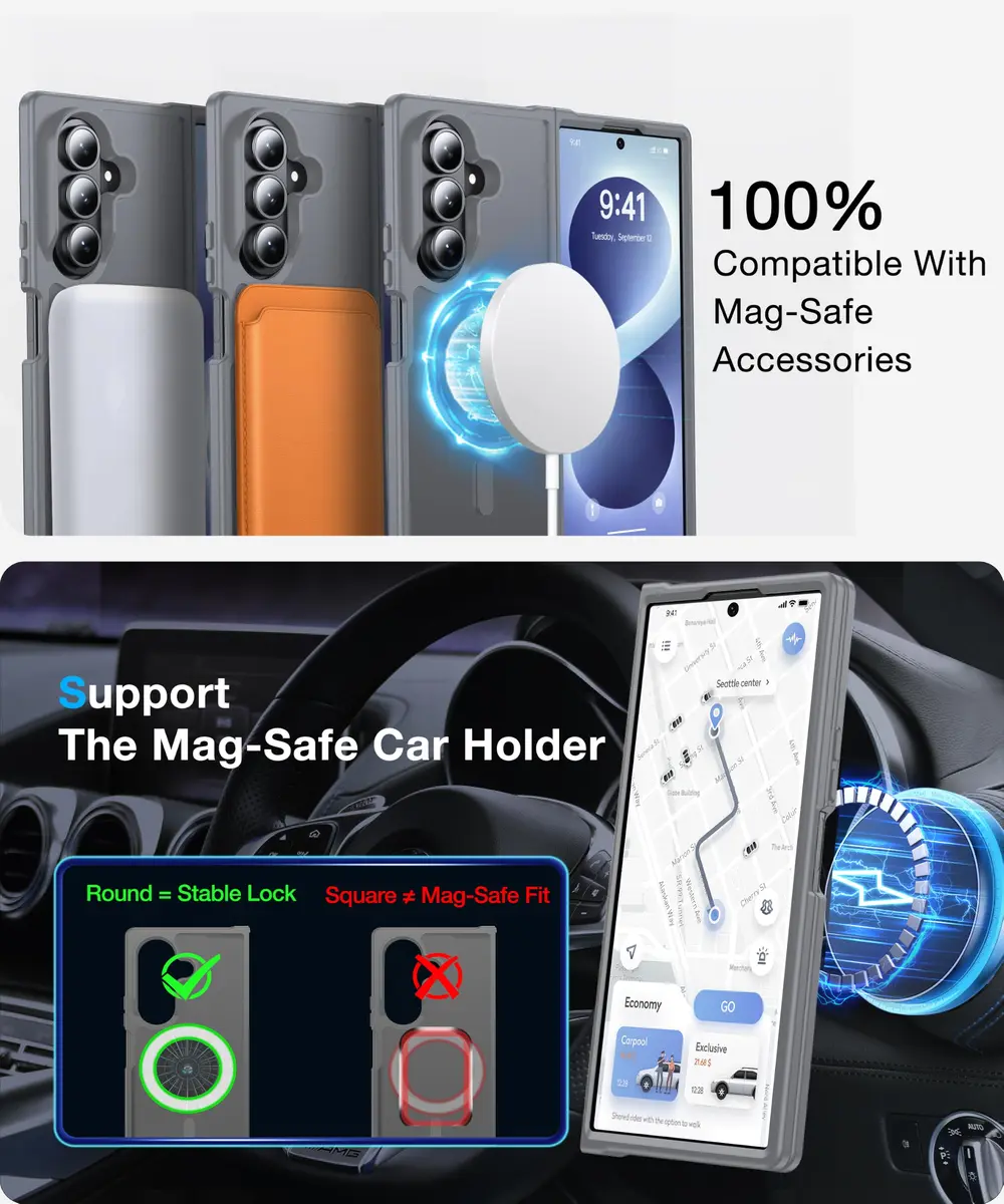 FNDMIL Magnetic Case for Samsung Galaxy Z Fold 8 Ultra (8.0 inch) | Grey Translucent Matte Hard PC Back with Soft TPU Silicone Frame - view 3