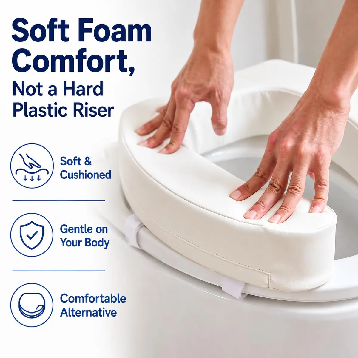 PAZ WEAN Padded Raised Toilet Seat Riser with Soft Foam Cushion 7.6 cm (3 Inches) | Comfortable Height for Easier Sitting & Standing - view 3