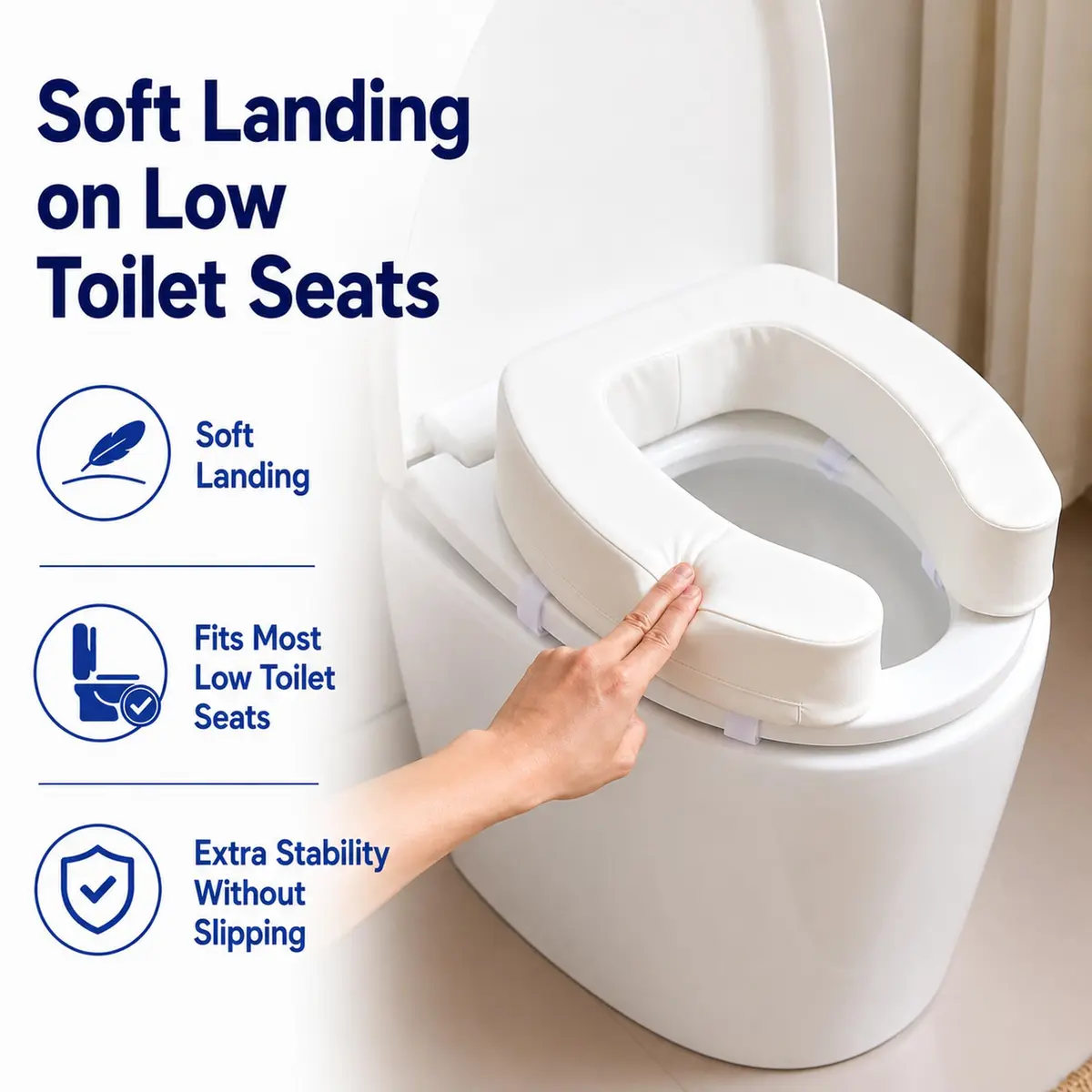 PAZ WEAN Padded Raised Toilet Seat Riser with Soft Foam Cushion 7.6 cm (3 Inches) | Comfortable Height for Easier Sitting & Standing - view 4