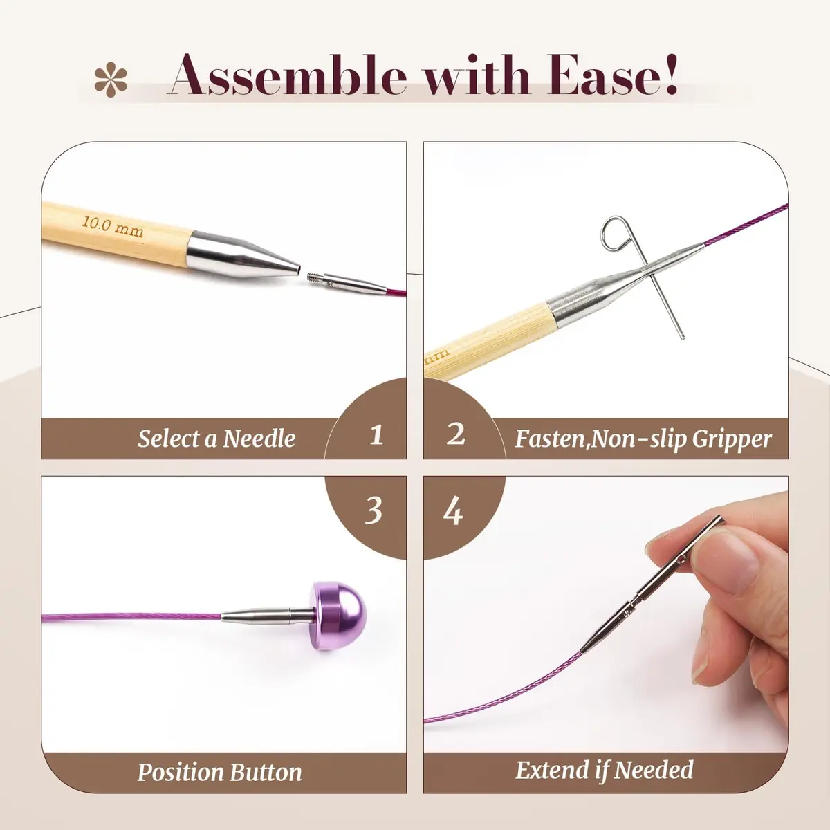 Yarniss Tunisian Bamboo Crochet Hook Set with Swivel Cable 3.5mm-10.0mm | Versatile Bamboo Crochet Kit for All Projects - view 4