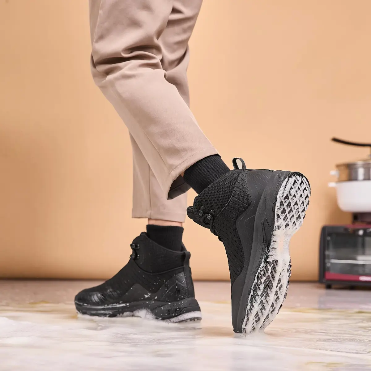 SHULOOK Non Slip Work Boots Men Water-Resistant Ankle High 11 US (311 g) | Kitchen Food Service Walk Shoes - view 2