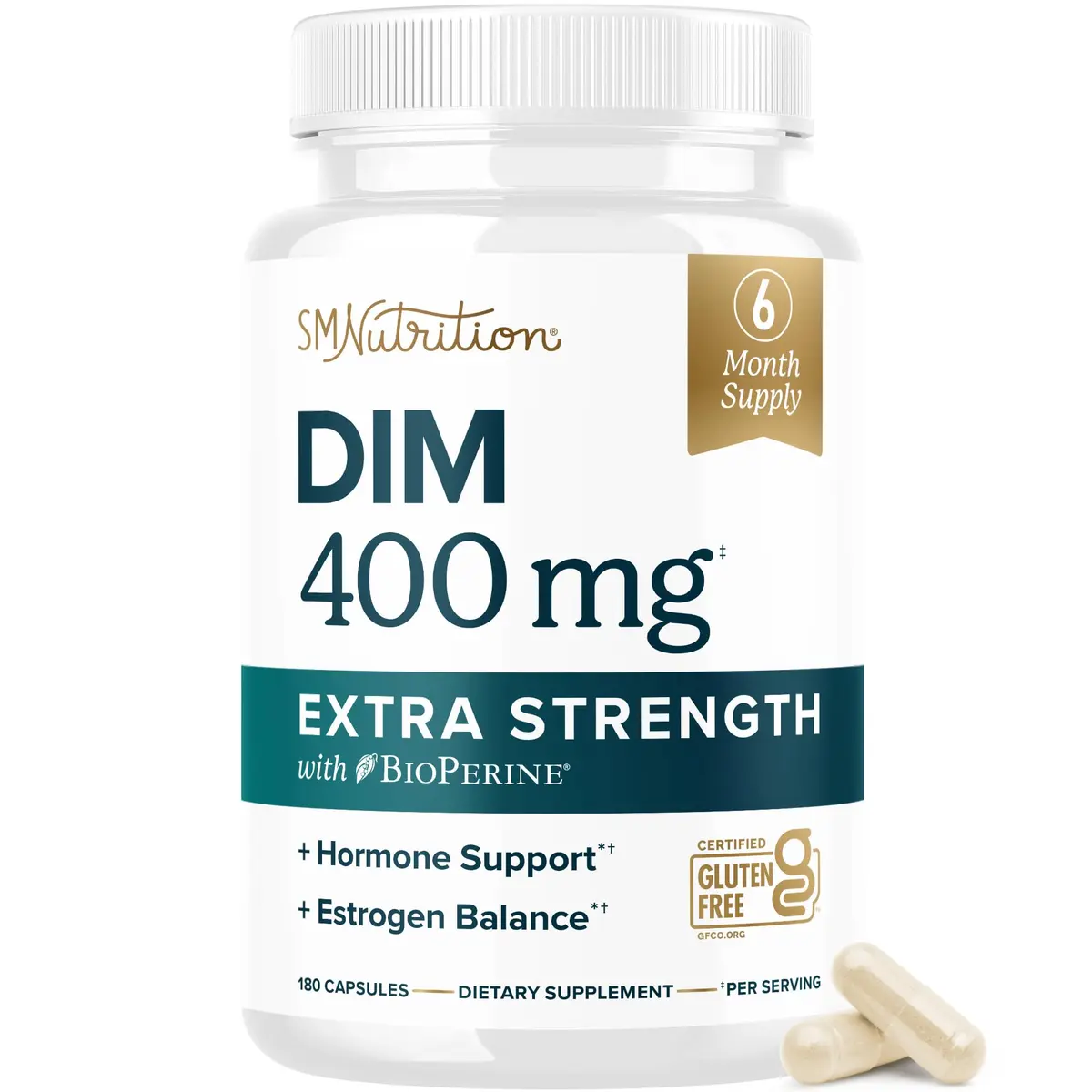 SMNutrition DIM Supplement 400MG Extra Strength 180 Capsules | Hormone Balance for Men & Women - main product image