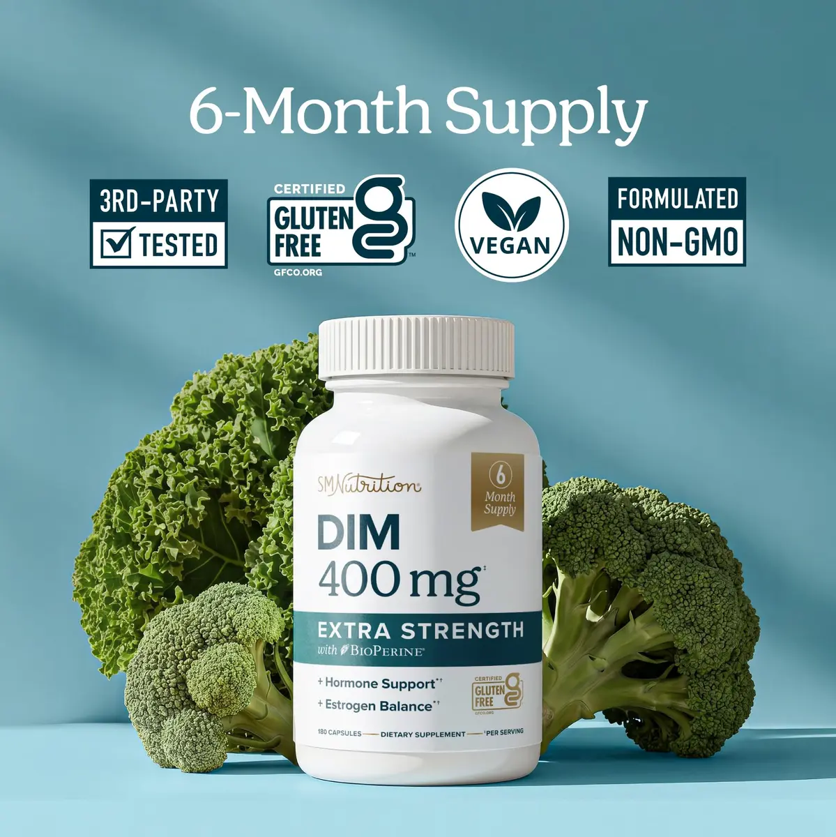 SMNutrition DIM Supplement 400MG Extra Strength 180 Capsules | Hormone Balance for Men & Women - view 2