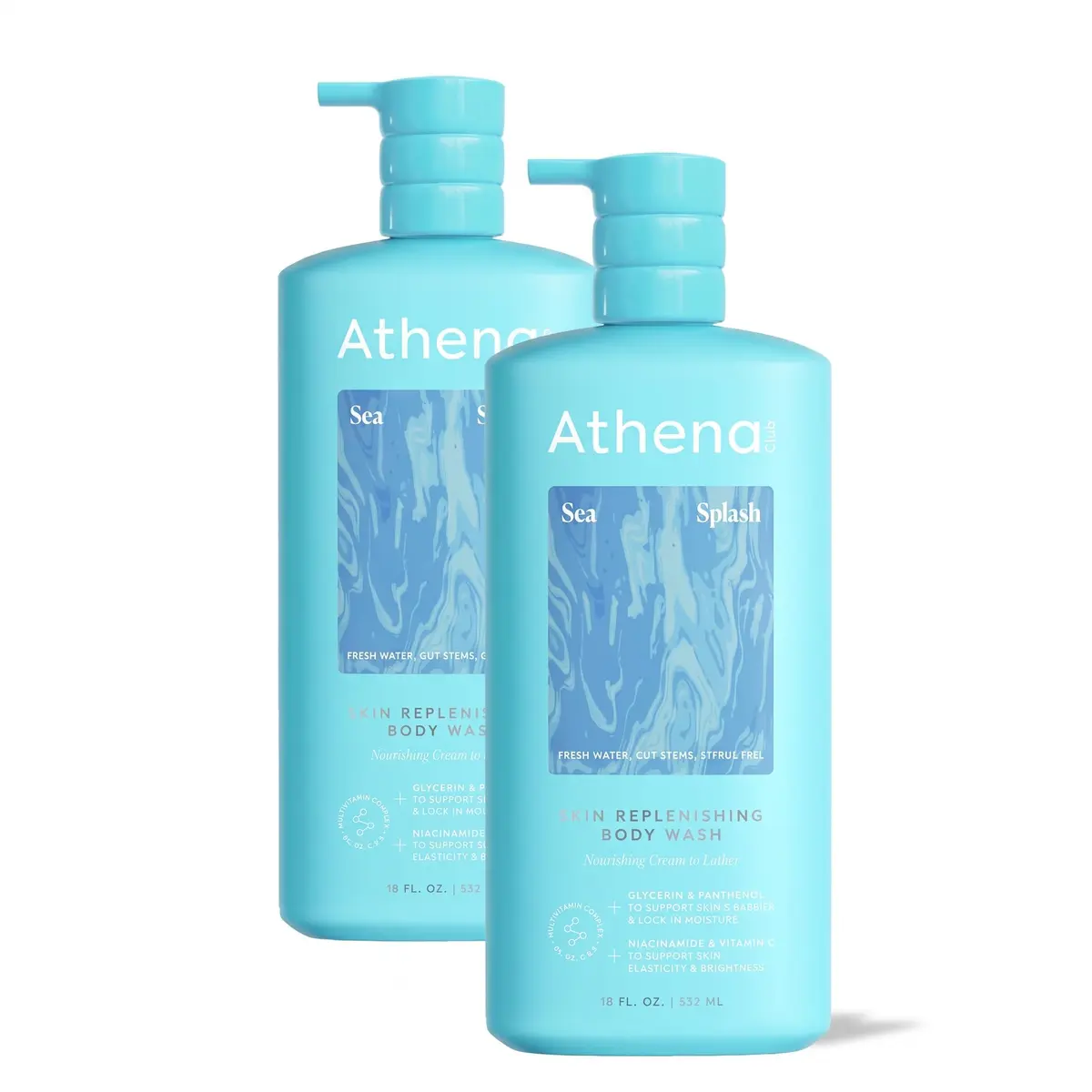 Athena Club Skin Replenishing Body Wash for Women | Sulfate-Free Nourishing Cleanser with Niacinamide, 18 fl oz (Pack of 2) - main product image