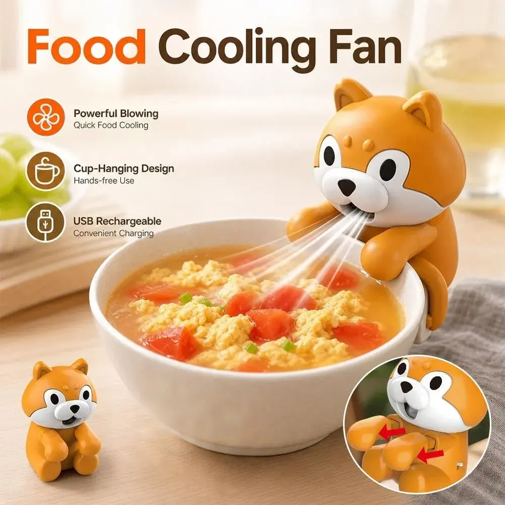 Generic Cute Dog Animal Mini Fan 6.5cm (2.56in) | Clip-On Beverage Cooler for Coffee & Soup - view 5