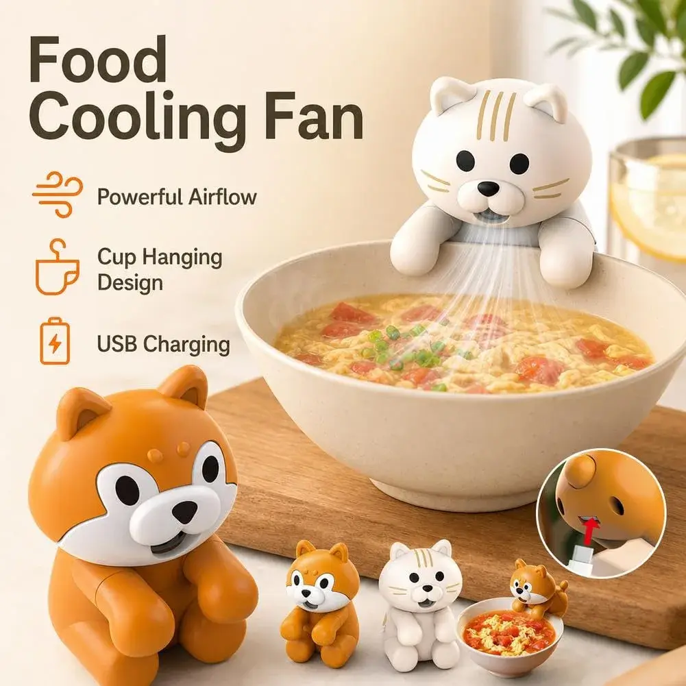 Generic Cute Dog Animal Mini Fan 6.5cm (2.56in) | Clip-On Beverage Cooler for Coffee & Soup - view 3