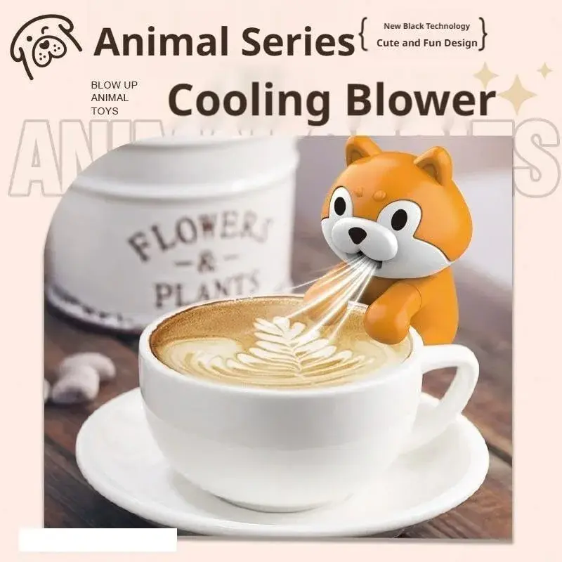 Generic Cute Dog Animal Mini Fan 6.5cm (2.56in) | Clip-On Beverage Cooler for Coffee & Soup - view 4