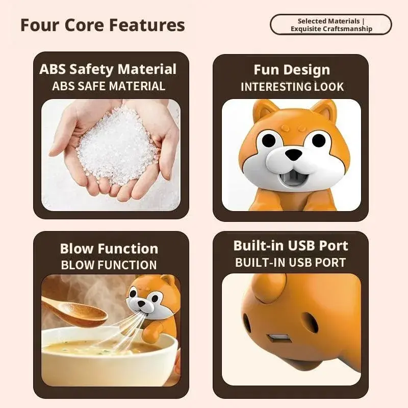 Generic Cooling Clip-On Mini Fan for Cup & Bowl, Cute Cat Animal Fans Coffee Chiller | USB-C Rechargeable, Portable, Hands-Free - view 7