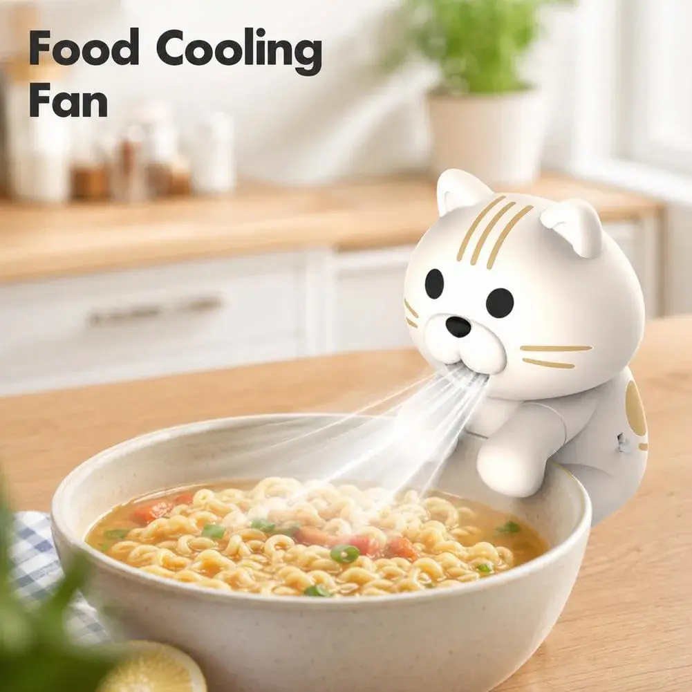 Generic Cooling Clip-On Mini Fan for Cup & Bowl, Cute Cat Animal Fans Coffee Chiller | USB-C Rechargeable, Portable, Hands-Free - view 4