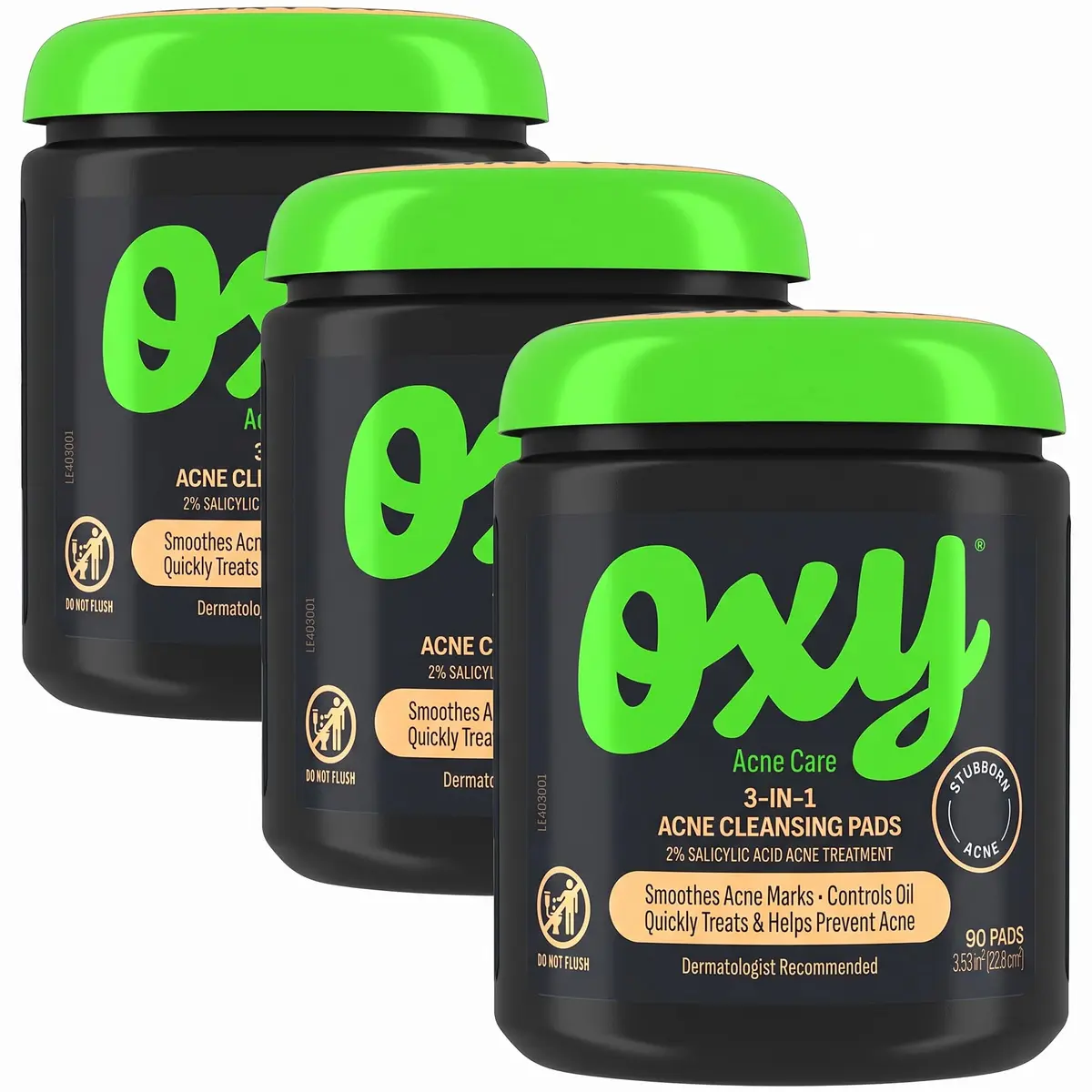 Oxy 3-IN-1 Acne Facial Cleansing Pads 90 Pads | Maximum Strength 2% Salicylic Acid for Acne & Oil Control - main product image