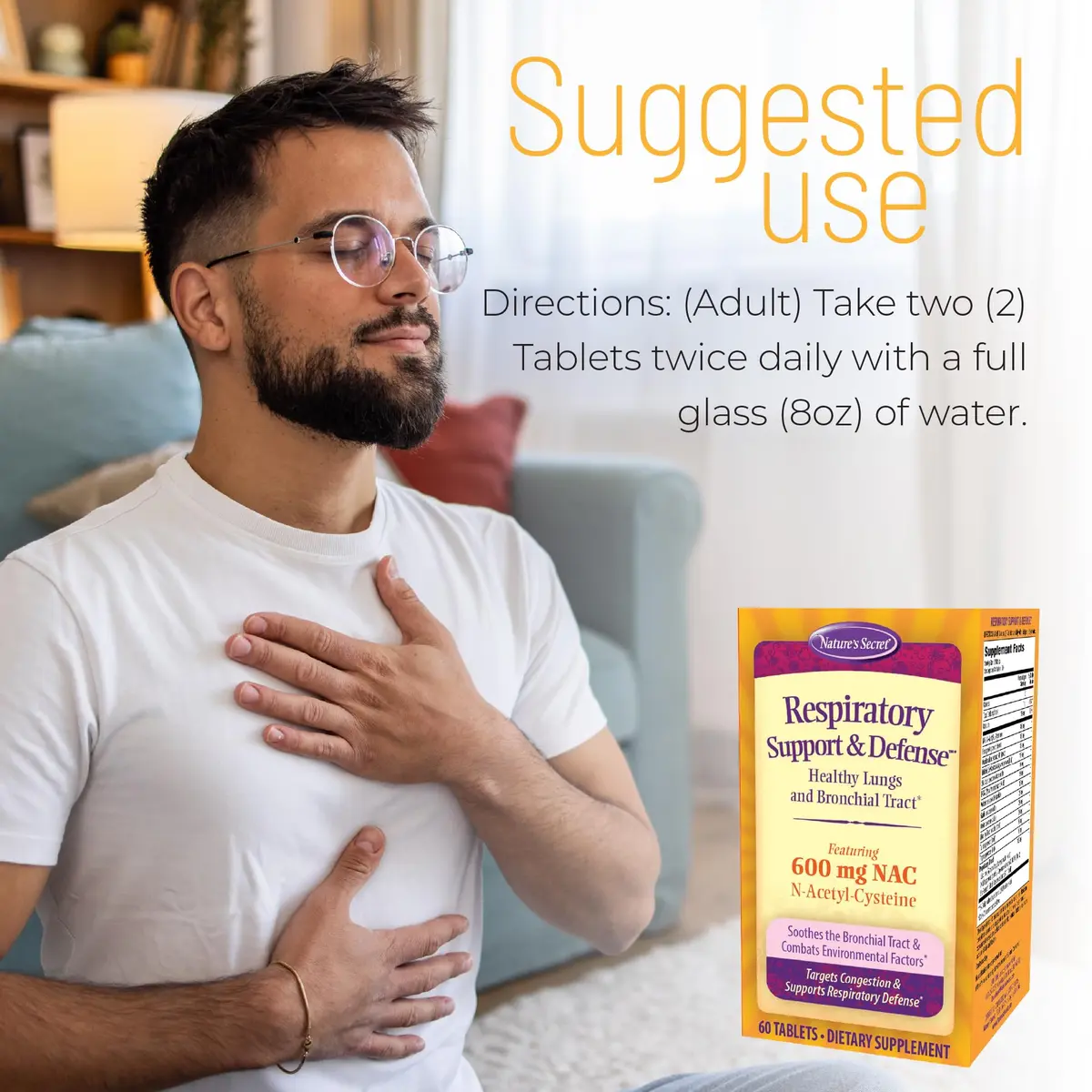 Nature's Secret Respiratory Support & Defense + NAC 90 Count (Pack of 2) | Supports Lung & Bronchial Wellness - view 3