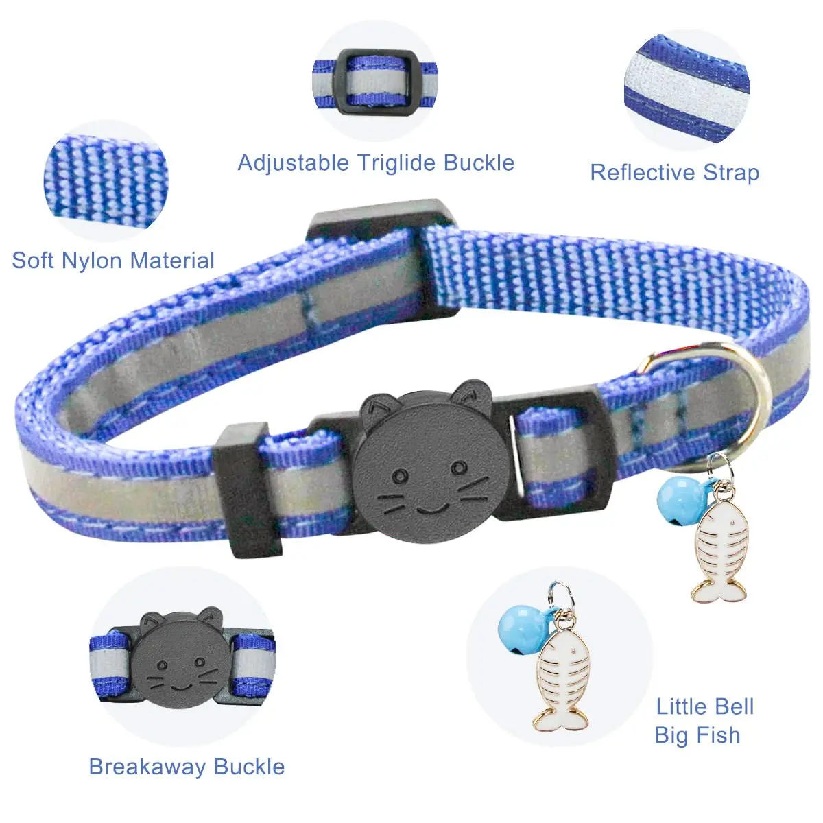 Yizepet Cat Collars, Breakaway Kitten Collar, Cute Kitty Collar in 4 Pack, Pet Supplies Accessories | Adjustable, Safe & Stylish (70-120 chars) - view 3