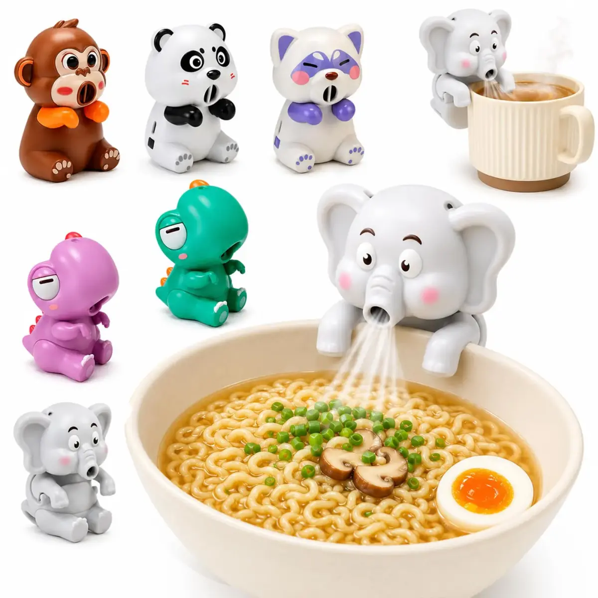 MIZSXF Cute Elephant Cooling Clip-On Mini Fan 8cm (3.15in) | 3-Speed Rechargeable for Cups & Bowls - main product image