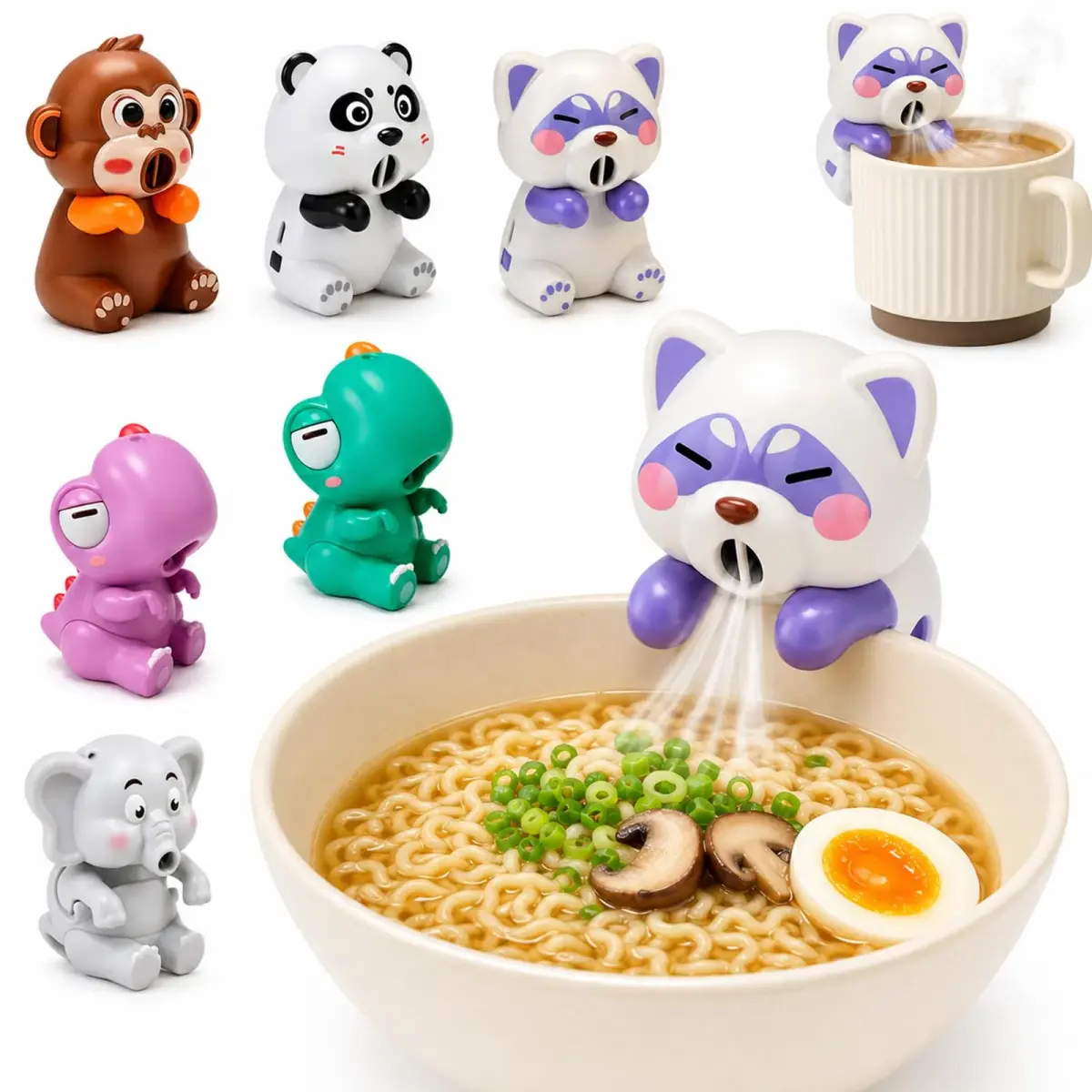 MIZSXF Cute Elephant Cooling Clip-On Mini Fan 8cm (3.15in) | 3-Speed Rechargeable USB-C Coffee Chiller - main product image