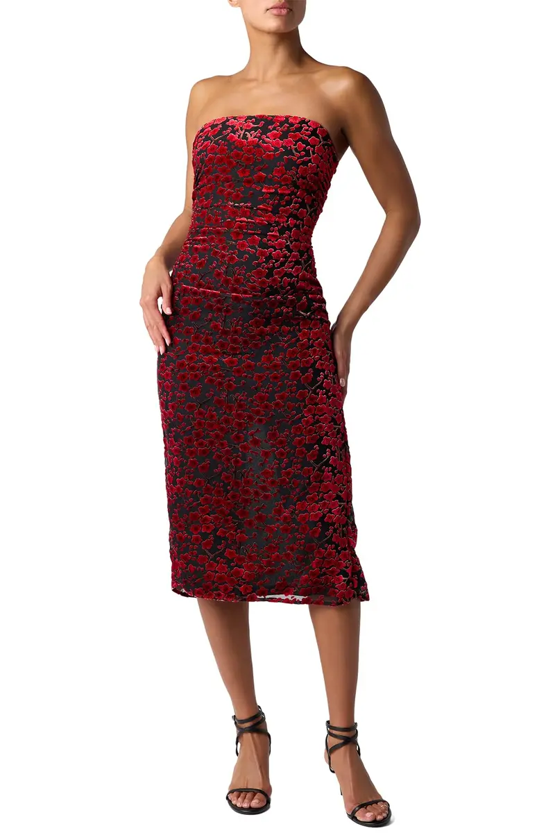 Lulus Pixie Sequin Chiffon Midi Dress, Navy Metallic | Elegant Modern Style XS - main product image