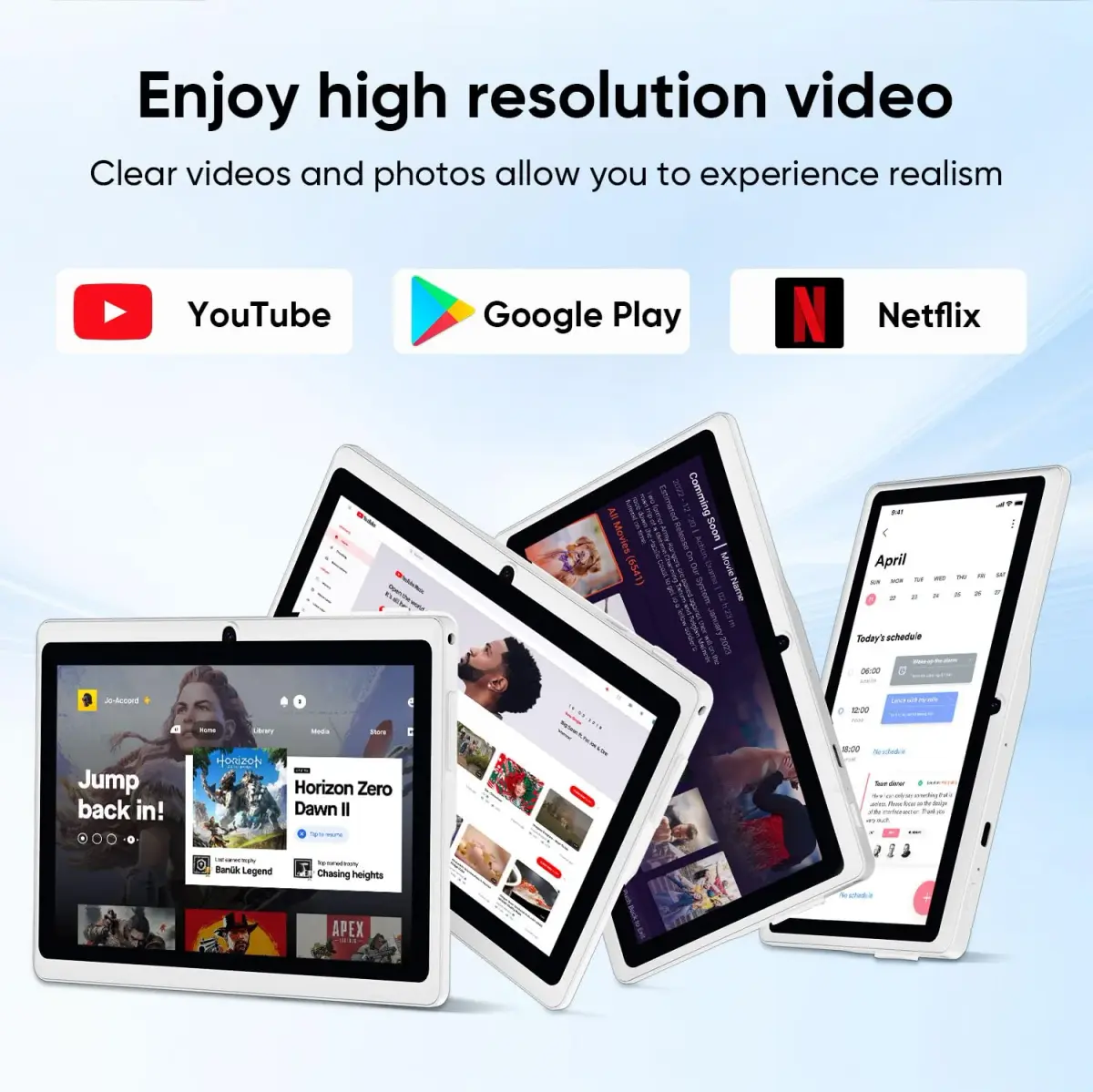 HNVHNV Android Tablet 7 Inch, 6GB RAM 32GB ROM 1TB Expansion | Quad-core Processor, Dual Camera, WiFi, Bluetooth, Parental Control (Blue) - view 4