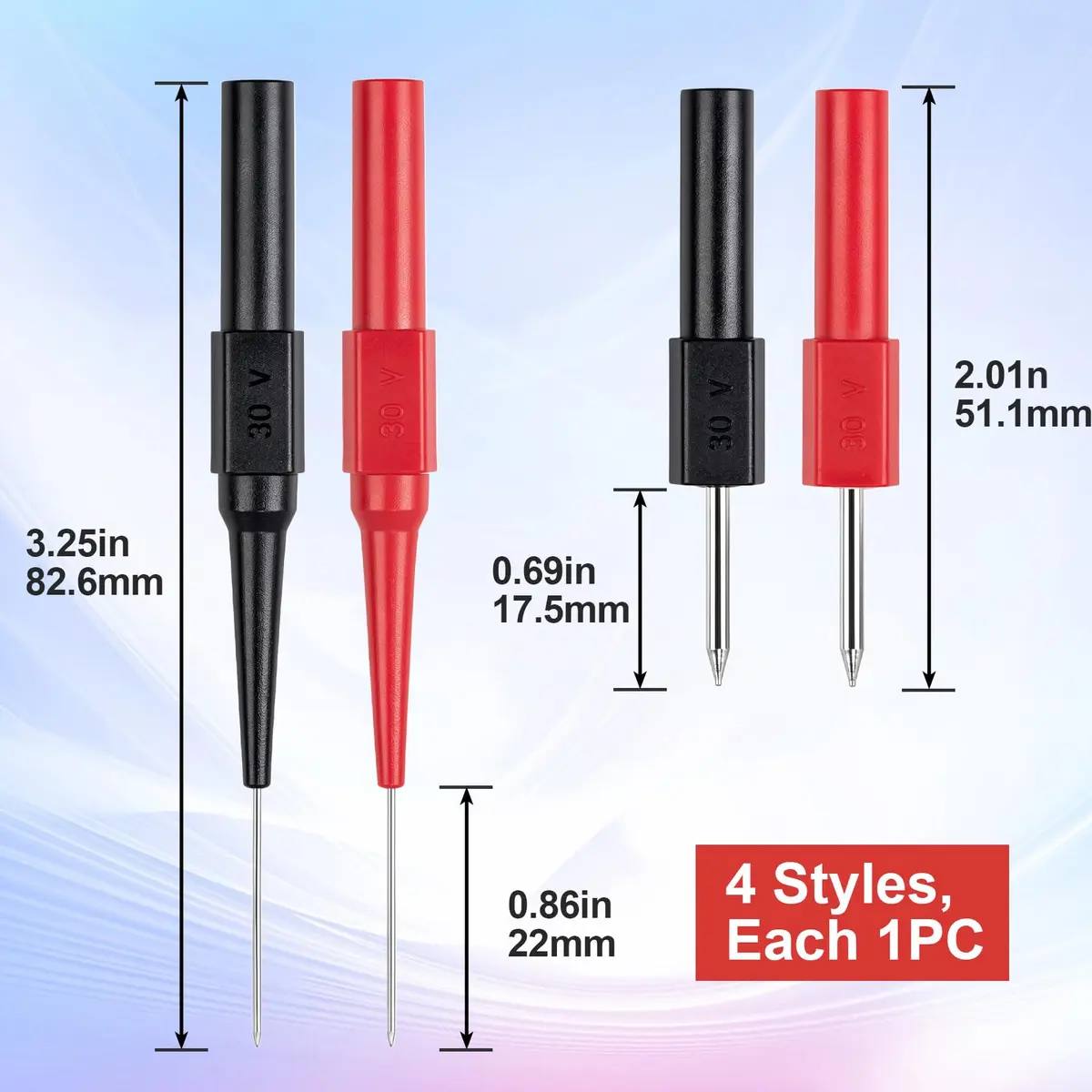 OIIKI 4Pcs Test Probe Pins 82.6mm & 51.1mm | Non-Destructive Insulation Piercing Needle Testers - view 2