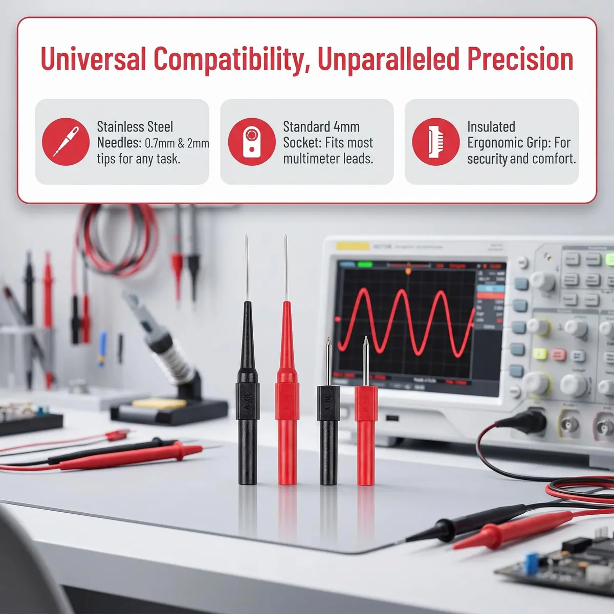 OIIKI 4Pcs Test Probe Pins 82.6mm & 51.1mm | Non-Destructive Insulation Piercing Needle Testers - view 3
