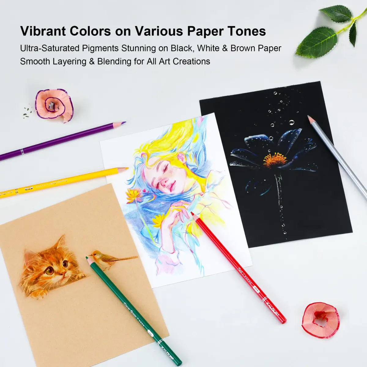 KALOUR 36 Colors Soft Core Colored Pencils Set, 20 cm (7.87 in) | Blendable & High Pigment for Artists - view 6