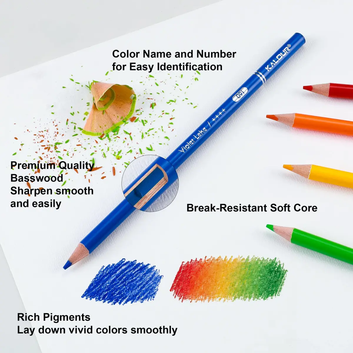 KALOUR 36 Colors Soft Core Colored Pencils Set, 20 cm (7.87 in) | Blendable & High Pigment for Artists - view 4