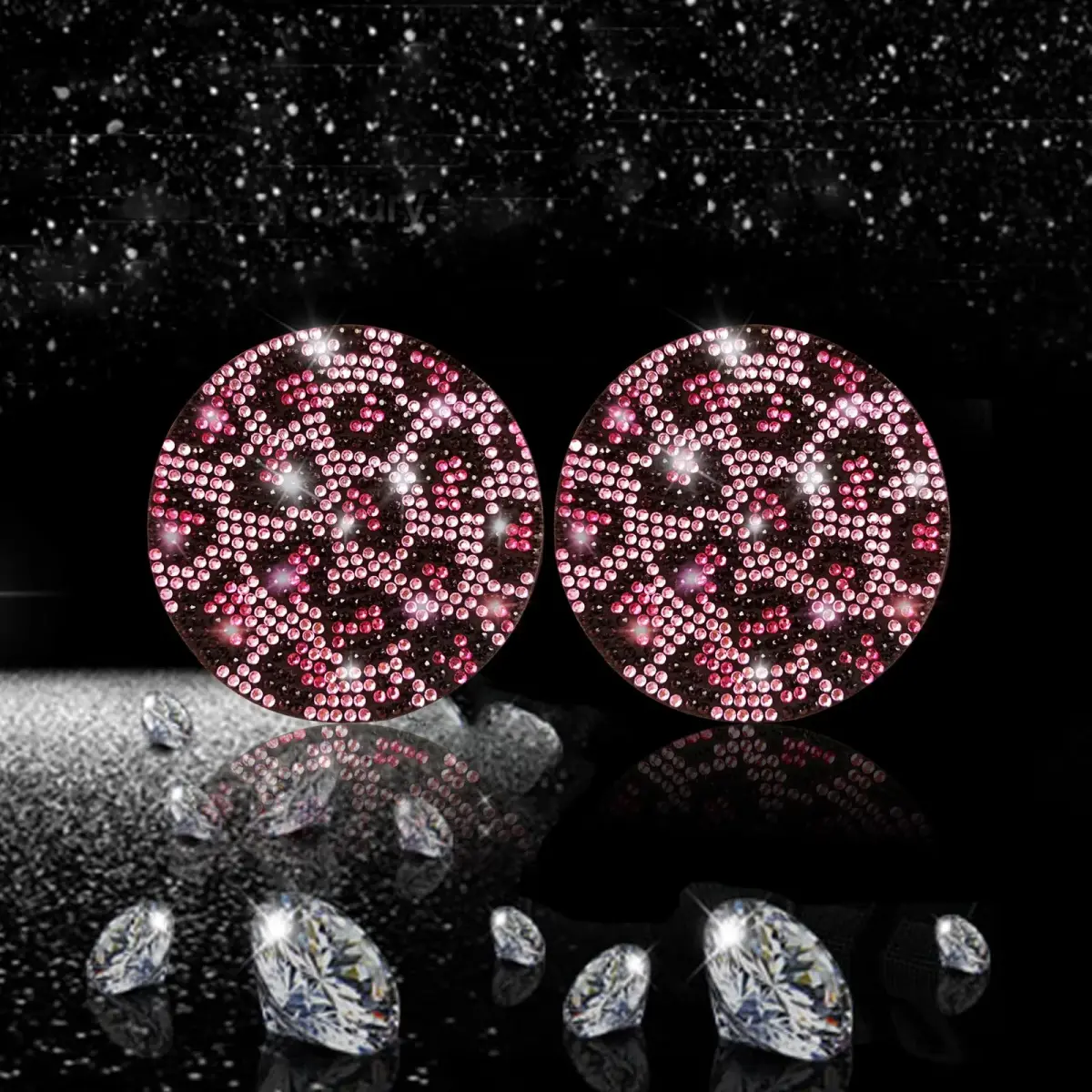 NBTEPEM Bling Car Cup Holder Coasters - Pink and Black, 2 pcs | Sparkle & Protect Your Car Interior - view 2