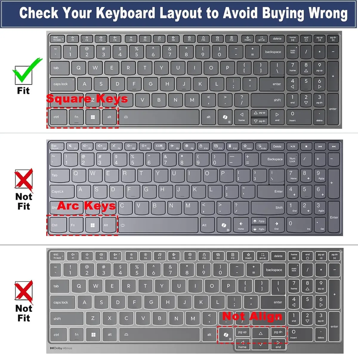 MUBUY-GOL OmbreMint Keyboard Cover for Lenovo IdeaPad Slim 3/3i/3X 15.3" 16" & Slim 5/5i/5a 15.3" 16" (Gen 11/10) | Protects from Spills & Dust - view 2
