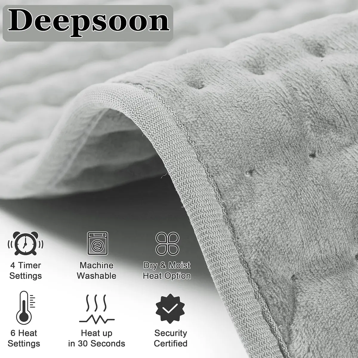 Deepsoon Electric Heating Pad for Back 83cm x 43cm (33"x17") | 6 Heat Settings, 4 Timer, Overheat Protection - view 4