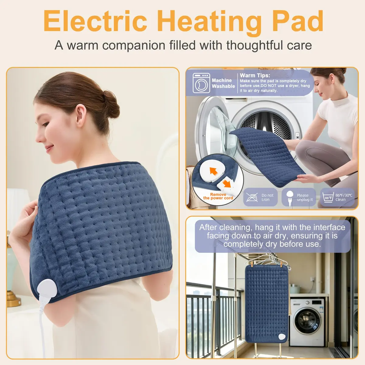 Deepsoon Electric Heating Pad 61cm x 30.5cm (24x12 in) | Soft Flannel with 6 Heat Settings & Auto Shut-Off - view 8