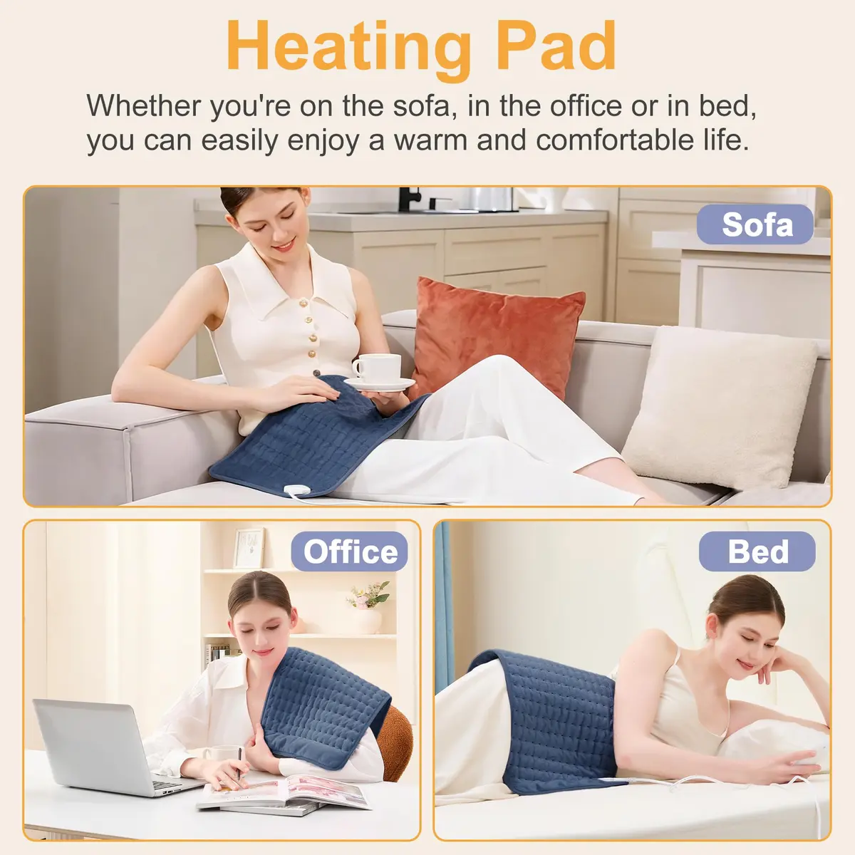 Deepsoon Electric Heating Pad 61cm x 30.5cm (24x12 in) | Soft Flannel with 6 Heat Settings & Auto Shut-Off - view 3