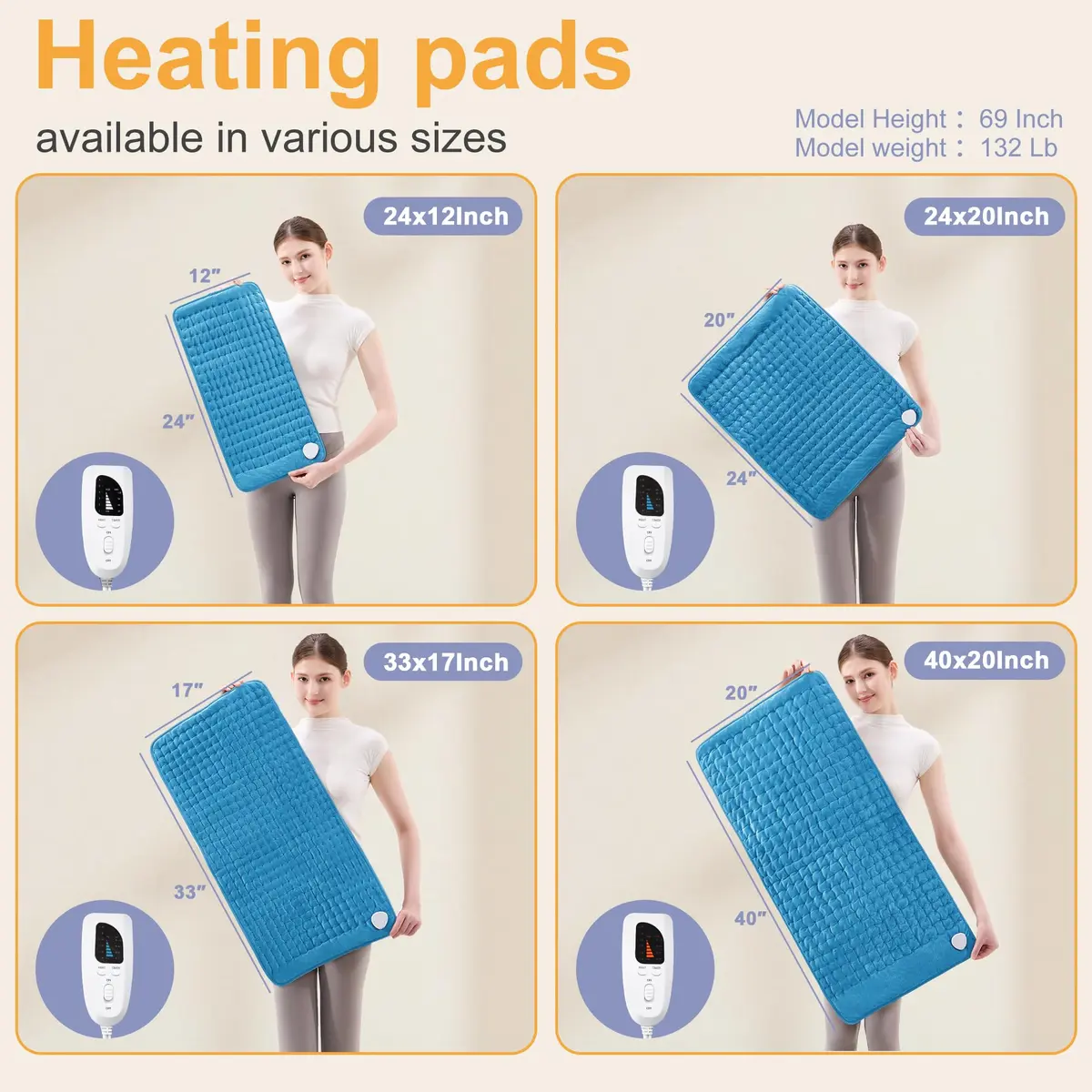 Deepsoon Electric Heating Pad 61cm x 30.5cm (24x12 Inch) | 6 Heat Settings & Auto Shut-Off - view 5